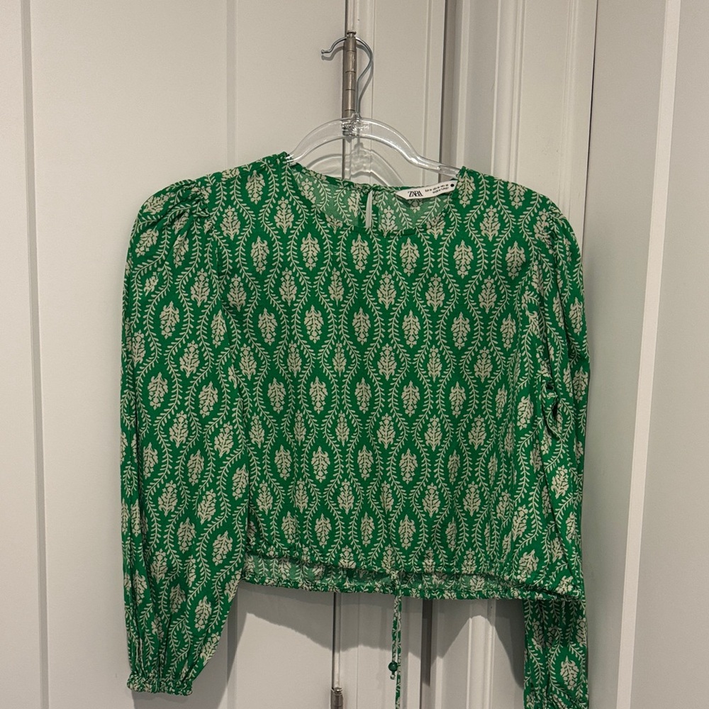 Zara Leaf Print Cotton Top